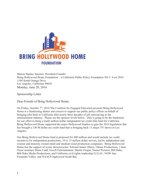 Sponsorship Letter Bring Hollywood Home Celebrity Dinner & Concert Friday, October 7th, 2016 New Roads Santa Monica_001